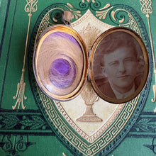 Load image into Gallery viewer, Victorian Sterling Silver Mourning Locket - EVA Monogram - Original Hair &amp; Photo - c.1880
