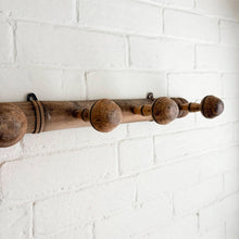 Load image into Gallery viewer, Antique French 4-Peg Coat Rack - Mushroom Acorn Pegs / Faux Bamboo - c.1900s
