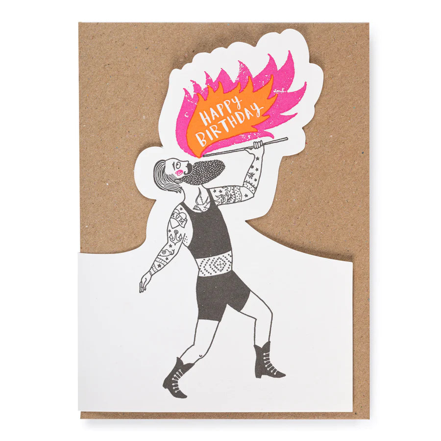 Happy Birthday Fire Breather Card by Archivist Gallery