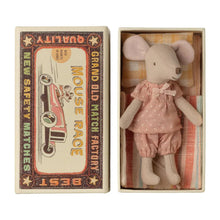 Load image into Gallery viewer, Maileg - Big Sister Mouse in a Matchbox Pink Polka Dot Pajamas
