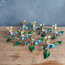 Load image into Gallery viewer, 1960s Italian Tole Forget-Me-Not Place Card Holders - Set/8
