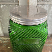 Load image into Gallery viewer, Vintage Owens Illinois Green Glass Coffee Canister
