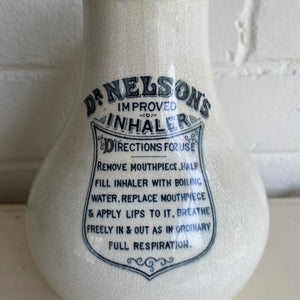 Antique Dr. Nelson’s Improved Inhaler Earthenware Pot