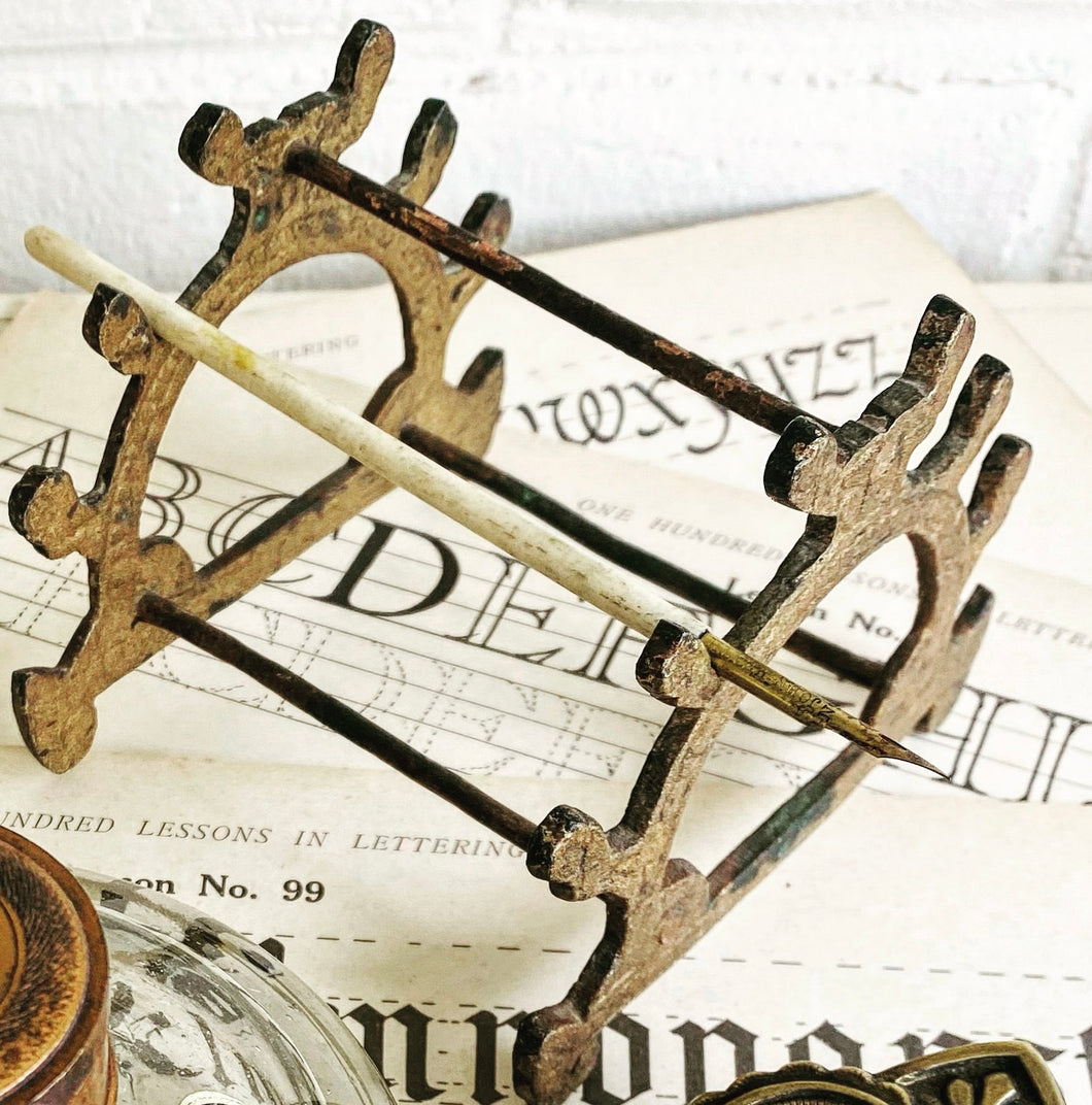 Antique Brass Pen Holder