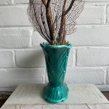 Load image into Gallery viewer, Vintage Green Fan Pottery Vase
