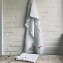 Load image into Gallery viewer, Pair of Antique French Linen Towels with Red Monogram
