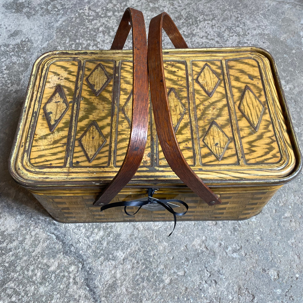Vintage Tin Litho Picnic Basket c1950s