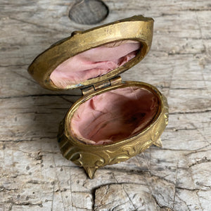 Antique Gilt Metal Jewel Trinket Box - Small