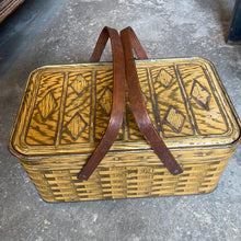 Load image into Gallery viewer, Vintage Tin Litho Picnic Basket c1950s
