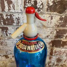 Load image into Gallery viewer, Rare Blue Glass Soda Siphon/Seltzer Bottle
