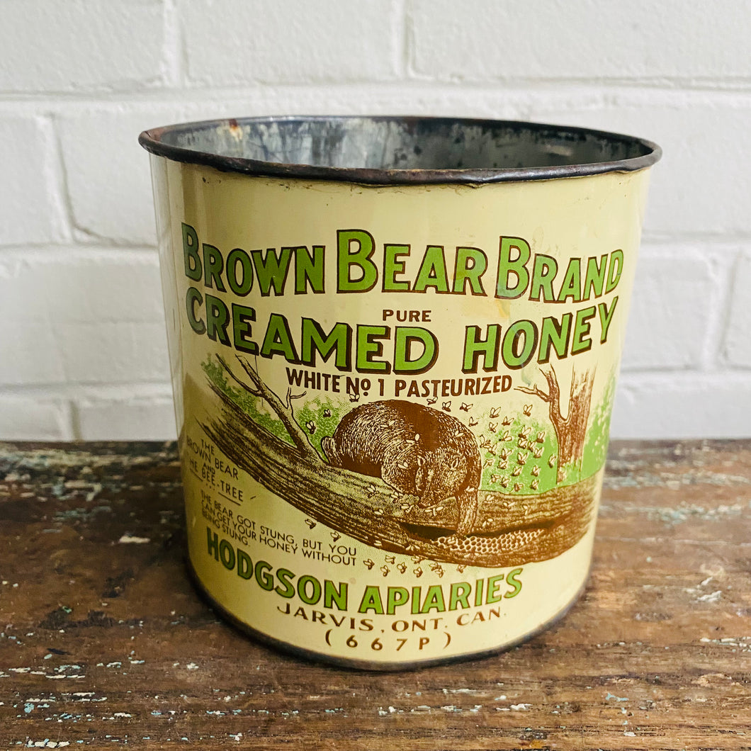 Antique Brown Bear Honey Tin c1922