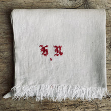 Load image into Gallery viewer, Pair of Antique French Linen Towels with Red Monogram
