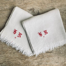 Load image into Gallery viewer, Pair of Antique French Linen Towels with Red Monogram
