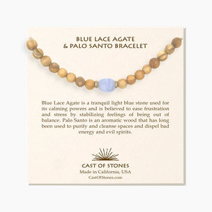 Blue Lace Agate + Palo Santo Bracelet