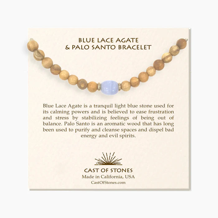 Blue Lace Agate + Palo Santo Bracelet