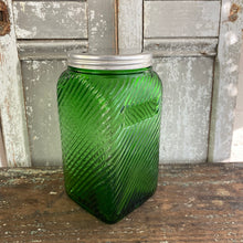 Load image into Gallery viewer, Vintage Owens Illinois Green Glass Coffee Canister
