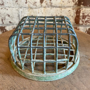Antique Green Metal Flower Frog