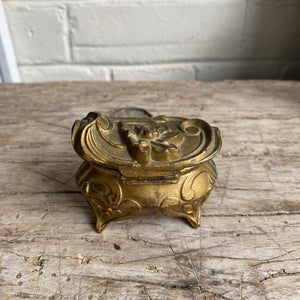 Antique Gilt Metal Jewel Trinket Box - Small