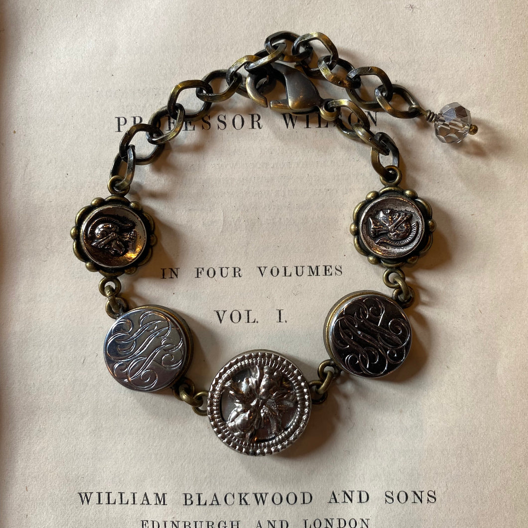 Antique Mixed Button Link Bracelet