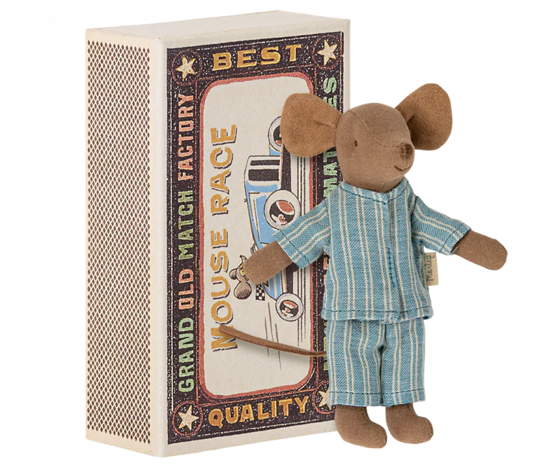Maileg - Big Brother Mouse in Box with Blue Pajamas