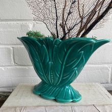 Load image into Gallery viewer, Vintage Green Fan Pottery Vase
