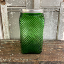 Load image into Gallery viewer, Vintage Owens Illinois Green Glass Coffee Canister

