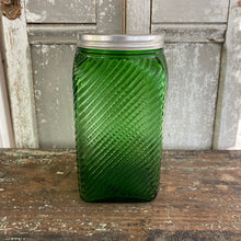 Load image into Gallery viewer, Vintage Owens Illinois Green Glass Coffee Canister
