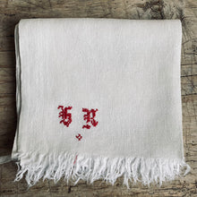 Load image into Gallery viewer, Pair of Antique French Linen Towels with Red Monogram
