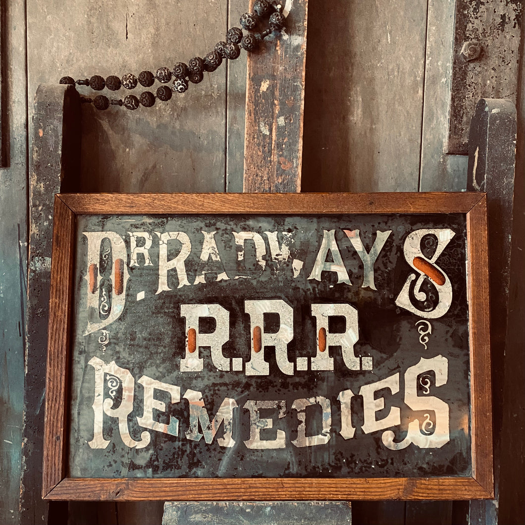 Dr. Radway's Remedies Reverse Foil Sign 19th Century