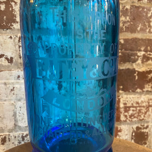 Rare Blue Glass Soda Siphon/Seltzer Bottle