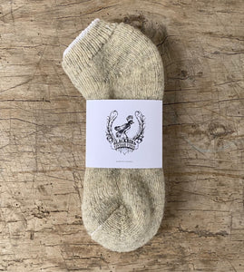 Preshrunk Wool Beige Slipper Socks Made in Canada by Blackbird Vintage Finds