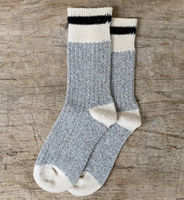 Load image into Gallery viewer, Black Striped Grey Body Cotton Socks Made in Toronto
