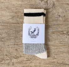 Load image into Gallery viewer, Black Striped Grey Body Cotton Socks Made in Toronto
