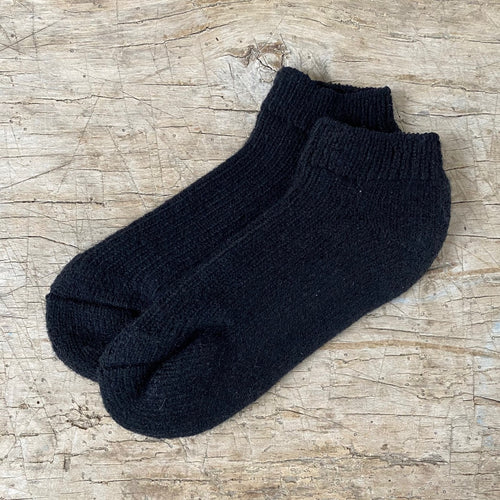 Preshrunk Wool Black Slipper Socks Made in Canada by Blackbird Vintage Finds