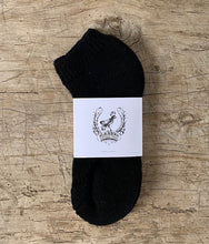 Load image into Gallery viewer, Preshrunk Wool Black Slipper Socks Made in Canada by Blackbird Vintage Finds
