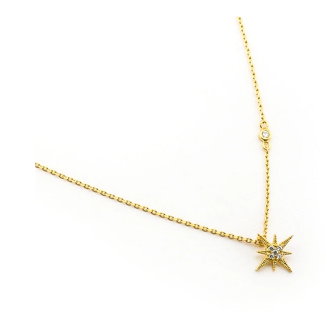 Starburst Gold Plated CZ Necklace