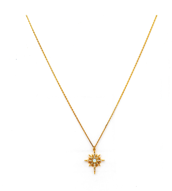 Starbust Gold Plated Necklace with Opal