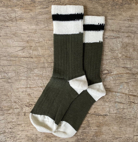 Merino Wool Hunter Green Cabin Sock by Blackbird Vintage Finds in Toronto