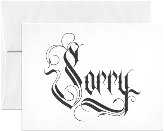 Sorry Letterpress Card