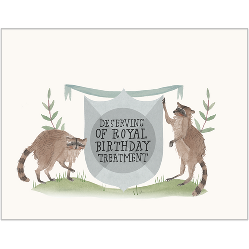 Raccoon Birthday Crest Button Card by The Regional Assembly of Text in Vancouver