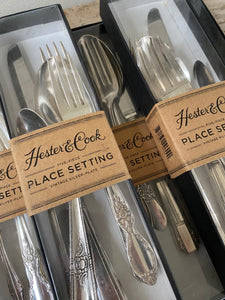 Hester & Cook Vintage Silverplated Cutlery Set Five Piece Place Setting