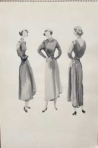 Mid-Century Vogue Fashion Sketches