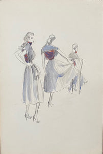 Mid-Century Vogue Fashion Sketches