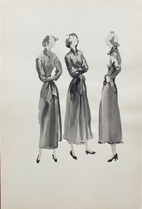 Mid-Century Vogue Fashion Sketches