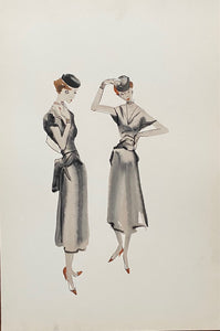 Mid-Century Vogue Fashion Sketches