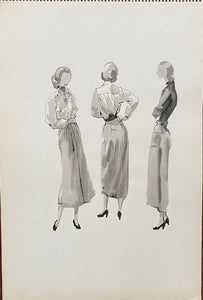 Mid-Century Vogue Fashion Sketches