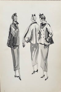 Mid-Century Vogue Fashion Sketches