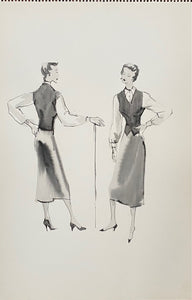 Mid-Century Vogue Fashion Sketches