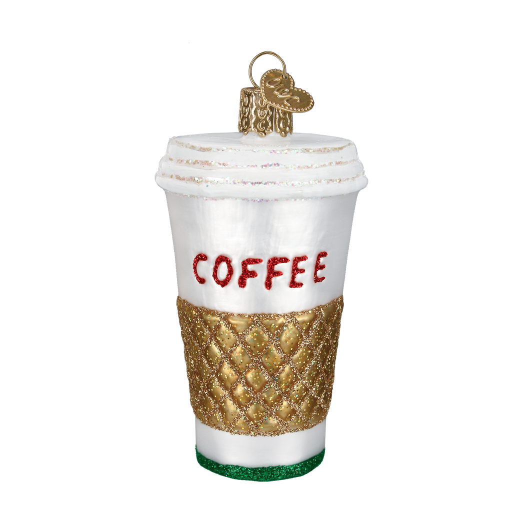Takeaway Coffee Cup Glass Ornament by Old World Christmas