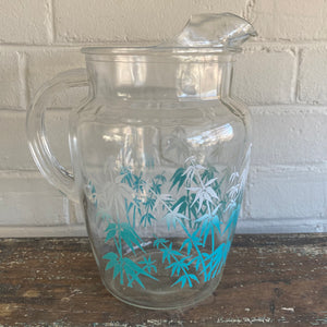 Vintage Glass Pitcher with Bamboo Decoration